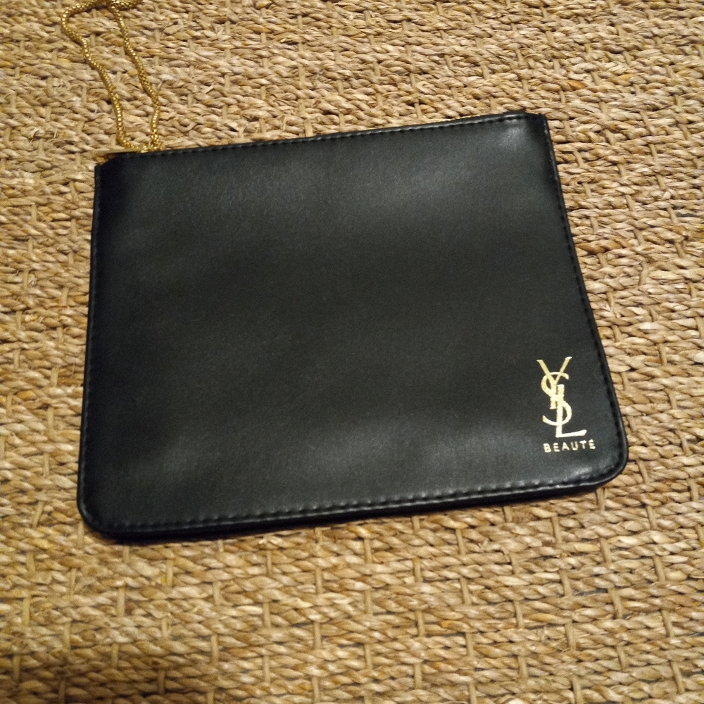 Yves Saint Laurent Black Clutch with Gold Logo